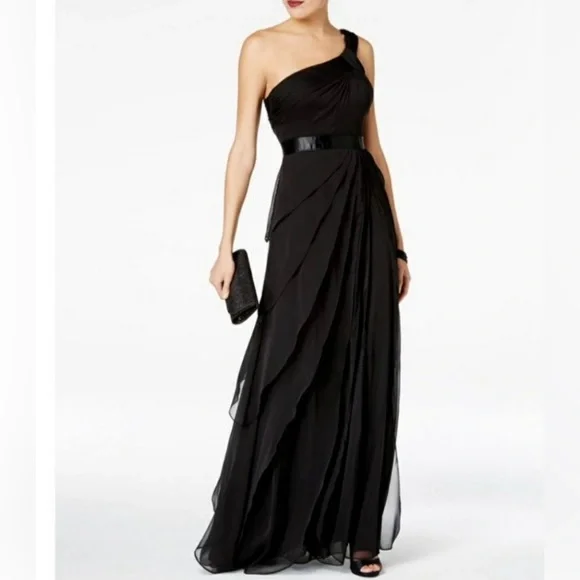 Adrianna Papell | Dresses | Adrianna Papell Midnight Blue One Shoulder Dress  | Poshmark